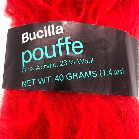 12 Skeins Bucilla Pouffe Yarn Balls Acrylic Wool Red Dye Lot 11 AC - Picture 2 of 5